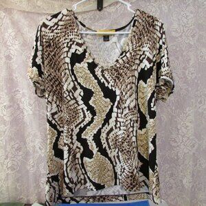 St. John Womens Snake Print V Neck Shirt Size Large